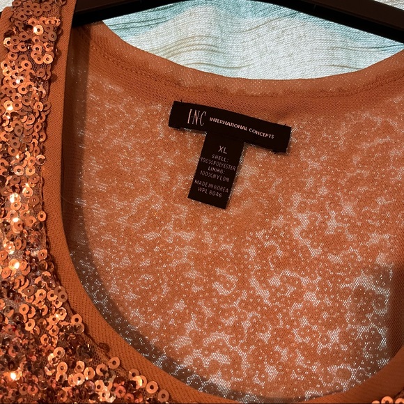 INC NWOT racerback tank dress gold sequins - Picture 3 of 5